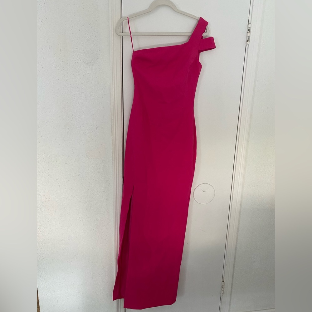 Likely Maxson Asymmetric Cold-Shoulder Evening Gown Fuchsia hot Pink size 2 NWT - Picture 7 of 13